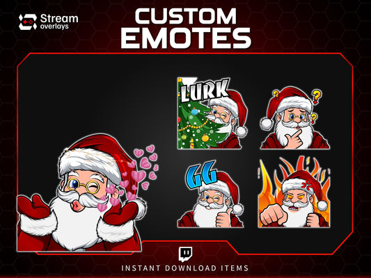 Santa Twitch Emotes | Christmas Streamer Emotes (PNG, Instant Download)