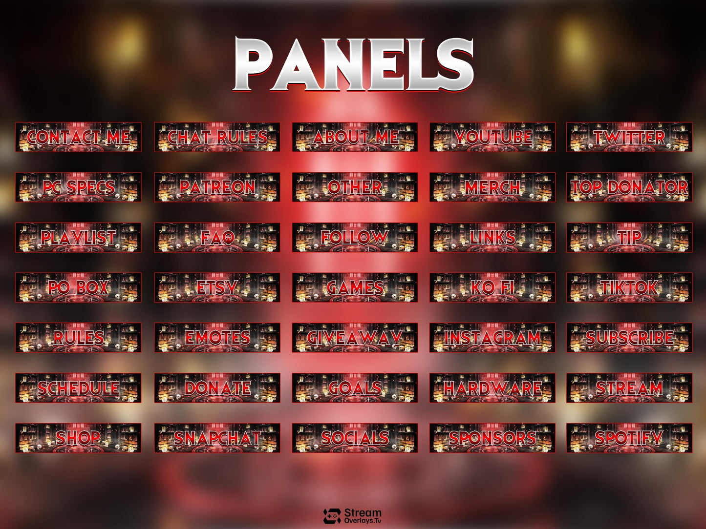 Horror Gothic Stream Overlay Pack, Dark Fantasy Library Twitch Overlay, Magic Cathedral Gaming Overlay, Animated OBS Stream Screens & Panels