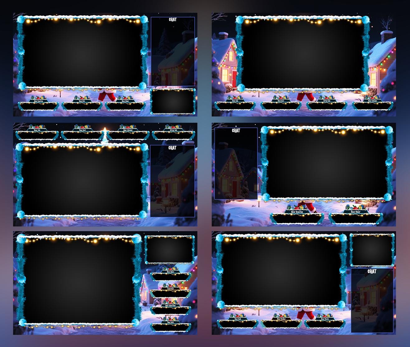 Santa Christmas Stream Package, Winter Twitch Overlay Pack