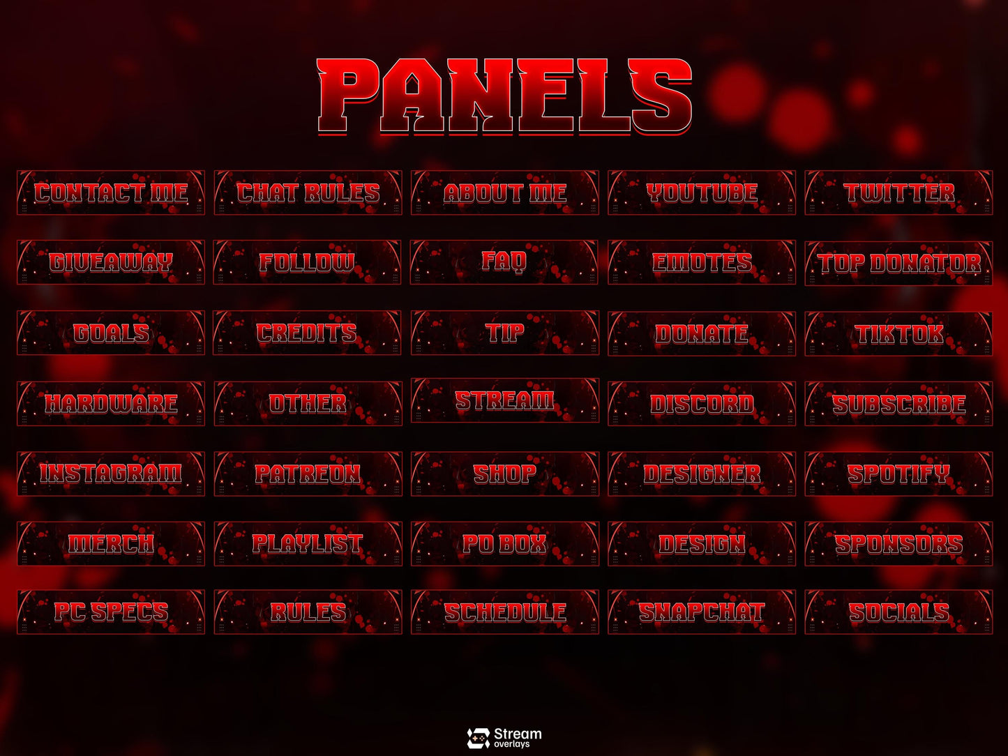Blood and Fire Twitch Overlays | Dangerous Gamer | Dark Crimson Stream, Red Dripping Horror, Dark Money Gaming Starting Streams, OBS overlay
