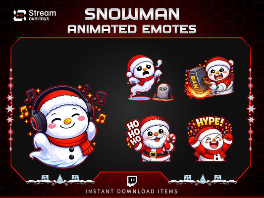 8x Snowman Animated Emotes | Christmas Holiday Emote Pack | Twitch Sub Emotes | Tiktok Emotes | Discord Emojis