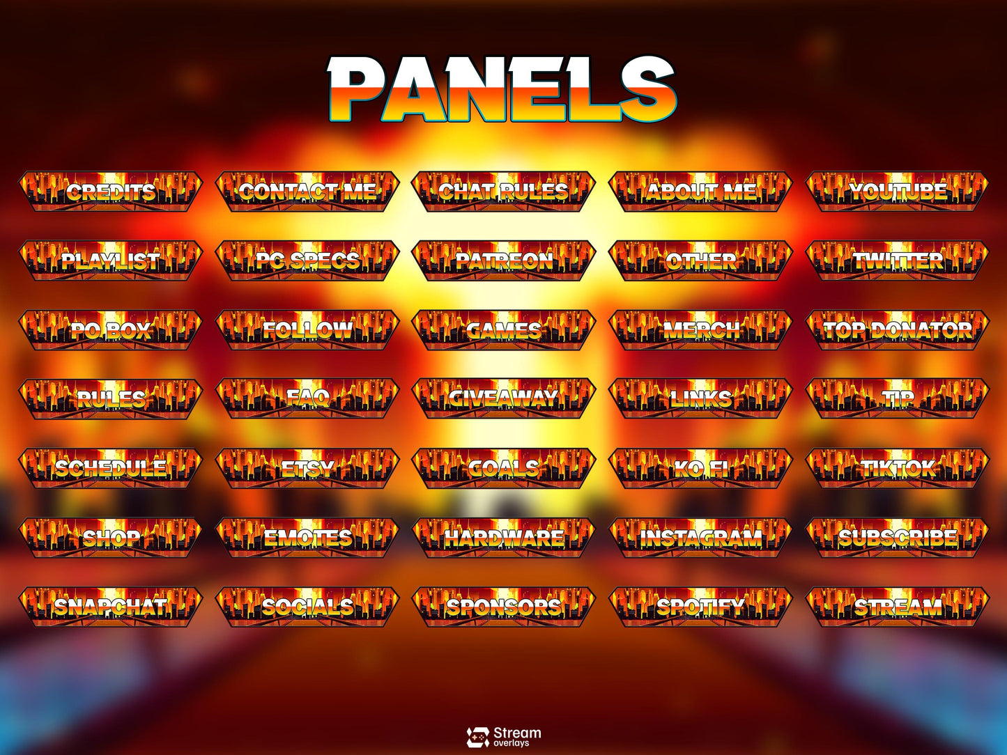 Atomic Explosion Stream Package, Nuclear Blast Twitch Overlay, Cyberpunk City Fire Overlays, Dystopian Stream Apocalypse City OBS Streamlabs