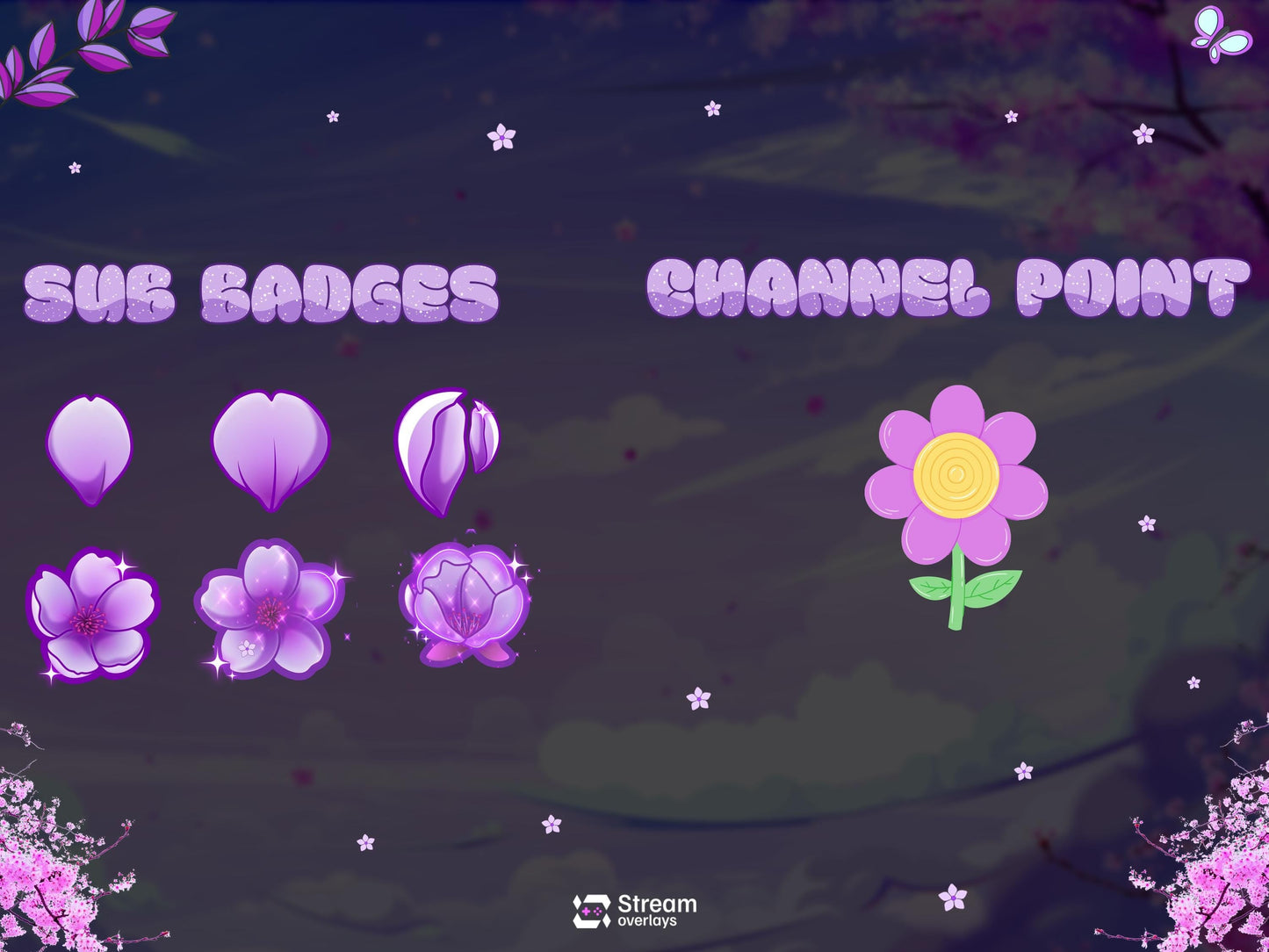 Anime Girl Twitch Stream Pack, Sakura Stream Overlay, Vtuber Girl OBS Overlay, Kawii Stream, Mystical Stream Bundle, Pastel Fantasy Stream