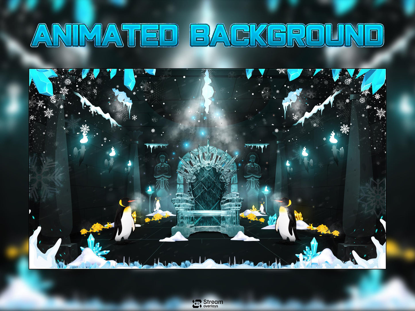 Ice Twitch Stream | Animated Frozen Streams | Snow Throne Streaming Screens | Fantasy Scenes | Animate Alerts | Snow Gaming OBS | Panels
