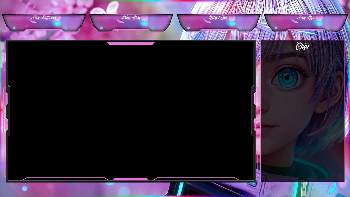 Anime Girl Twitch Overlay | Cute Streaming Pack | Sakura Stream Screen | Animated Overlays | Cherry Blossom Theme | Twitch Alert | Cozy Vibe