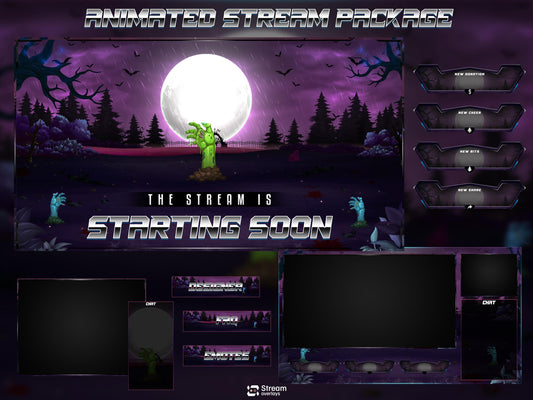 Zombie Twitch Overlay | Starting Soon BRB & Alerts | Animated Scenes | Dark Night Stream | Spooky Graveyard | Dark Forest | Horror Theme