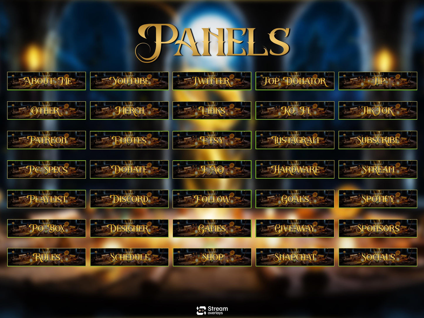 Ring of Lord Stream Overlay, Fantasy Magic Twitch Overlay, Medieval Castle Stream Screens, Mystic Fantasy Starting Soon Alerts Panels OBS