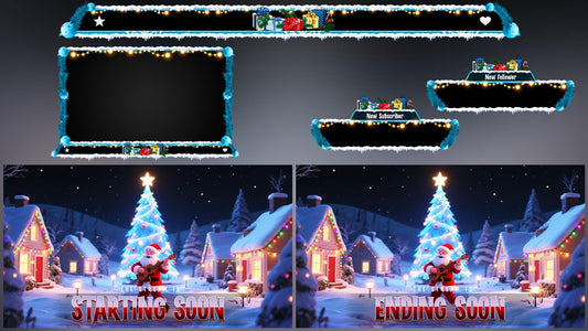 Santa Christmas Stream Package, Winter Twitch Overlay Pack