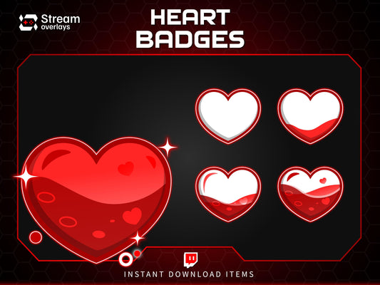 Glossy Heart Twitch Badges | Valentine's Day Subscriber Badge | Loyalty subbadge | Romantic Stickers | Love | Valentines Sticker Gift