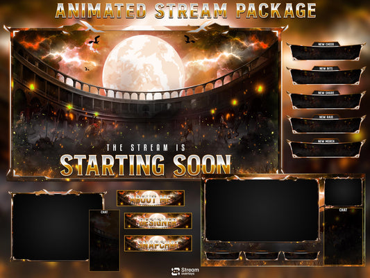 Gladiator Twitch Overlay | Animated Medieval Battle Stream | Warrior Arena Screens | Streaming Scenes | Gaming Panels | Streaming Alerts
