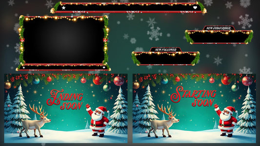 Christmas Stream Overlay Pack | Santa & Reindeer | Cozy Winter Twitch Bundle, Holiday Snow Scene | Animated Alerts | Stream Decorations