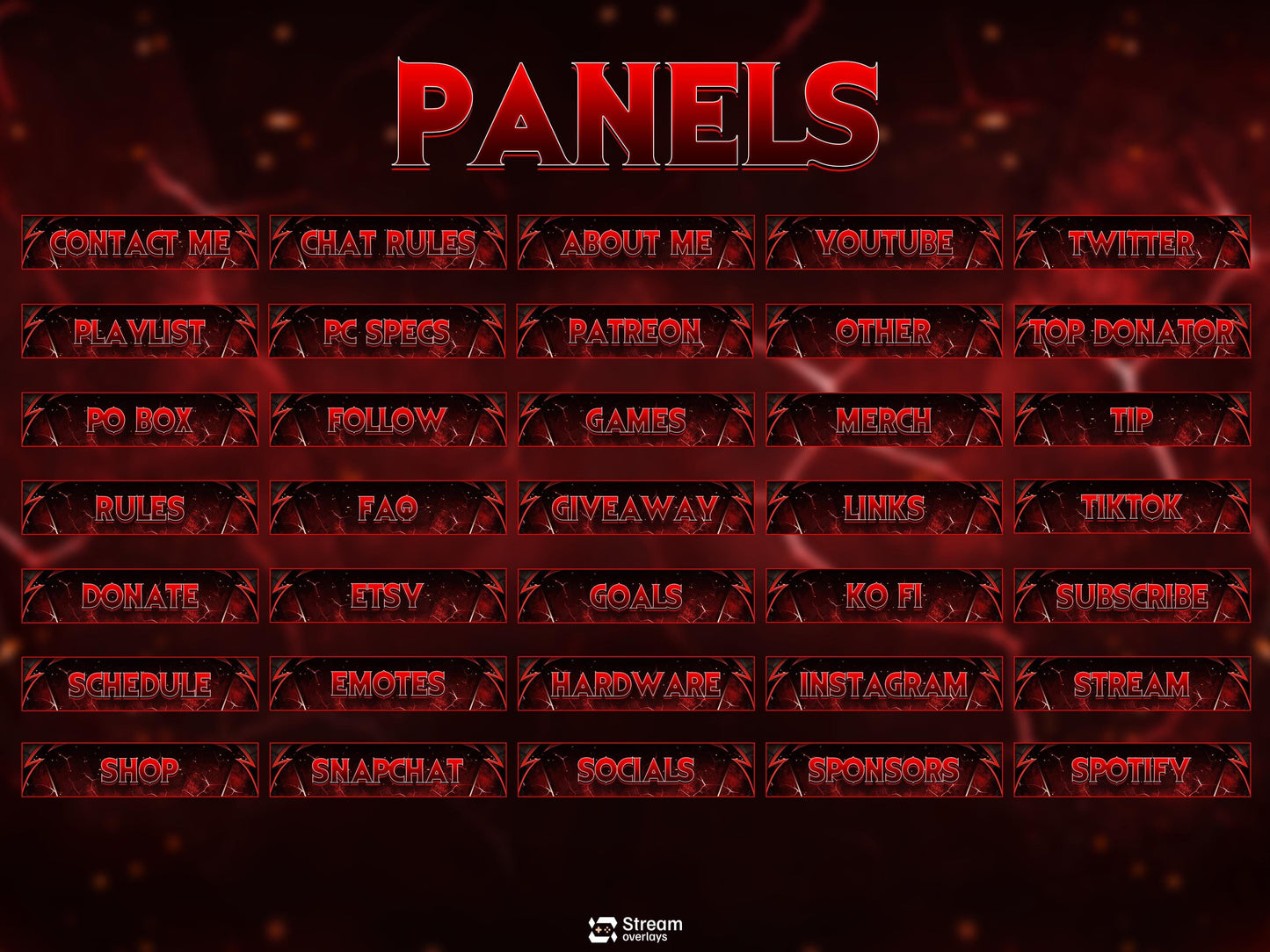 Red Demon Blade Stream Overlay Pack Animated | Dark Fire Twitch Screens | Hell Theme Starting Soon, Devil Alerts, Panels OBS Kick YouTube