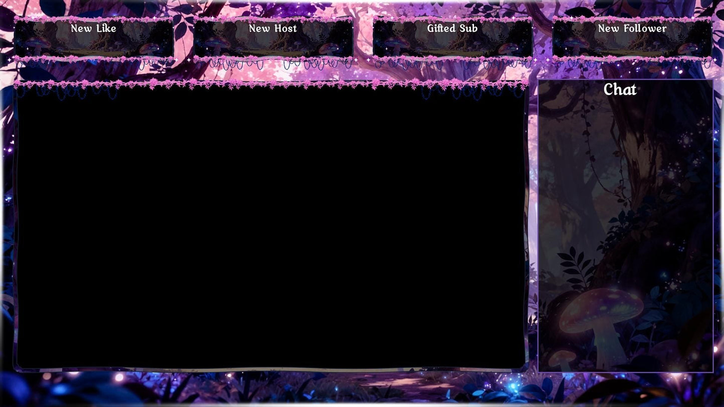 Sakura Forest Twitch Overlay Pack | Fantasy Woodland Stream Screens | Magical Anime Style | Animated Alerts & Facecam