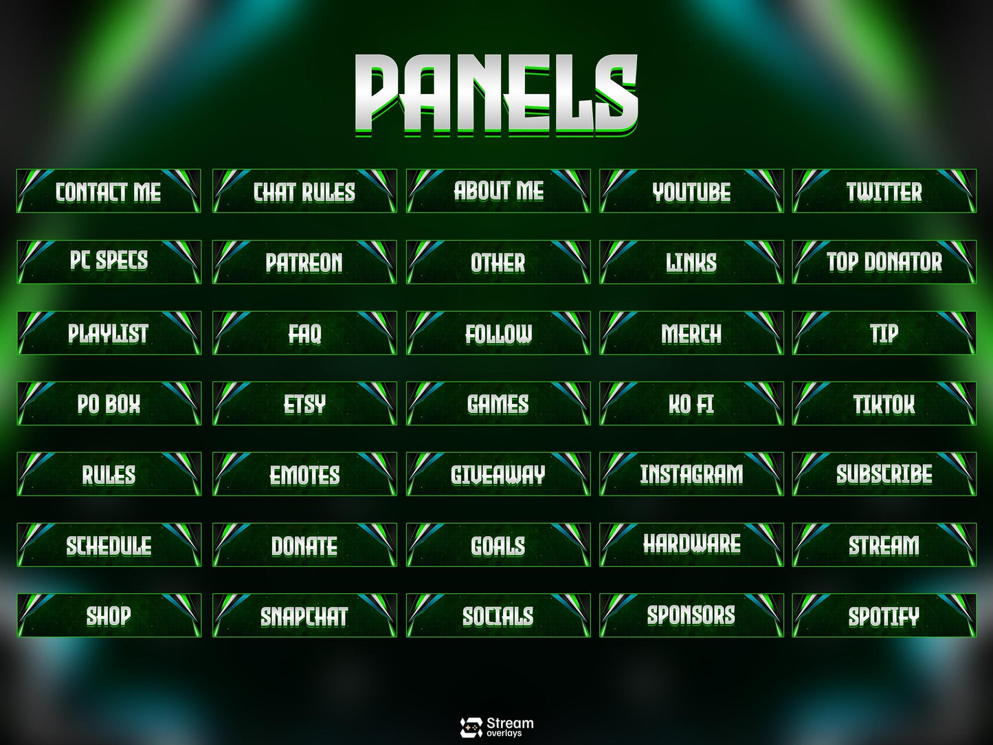 Cyberpunk Neon Green & Teal Tactical Design | Sci-Fi Tech Streamer Overlay | Radar Animated Twitch Stream Overlay Package | Full OBS Setup