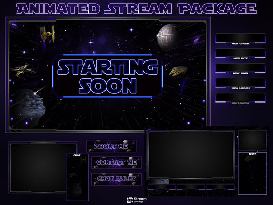 Space Twitch Overlay Pack | Animated Sci-Fi Stream Screens | Galaxy Streaming Package | gaming stream overlays | Streams Alerts | Streamlabs