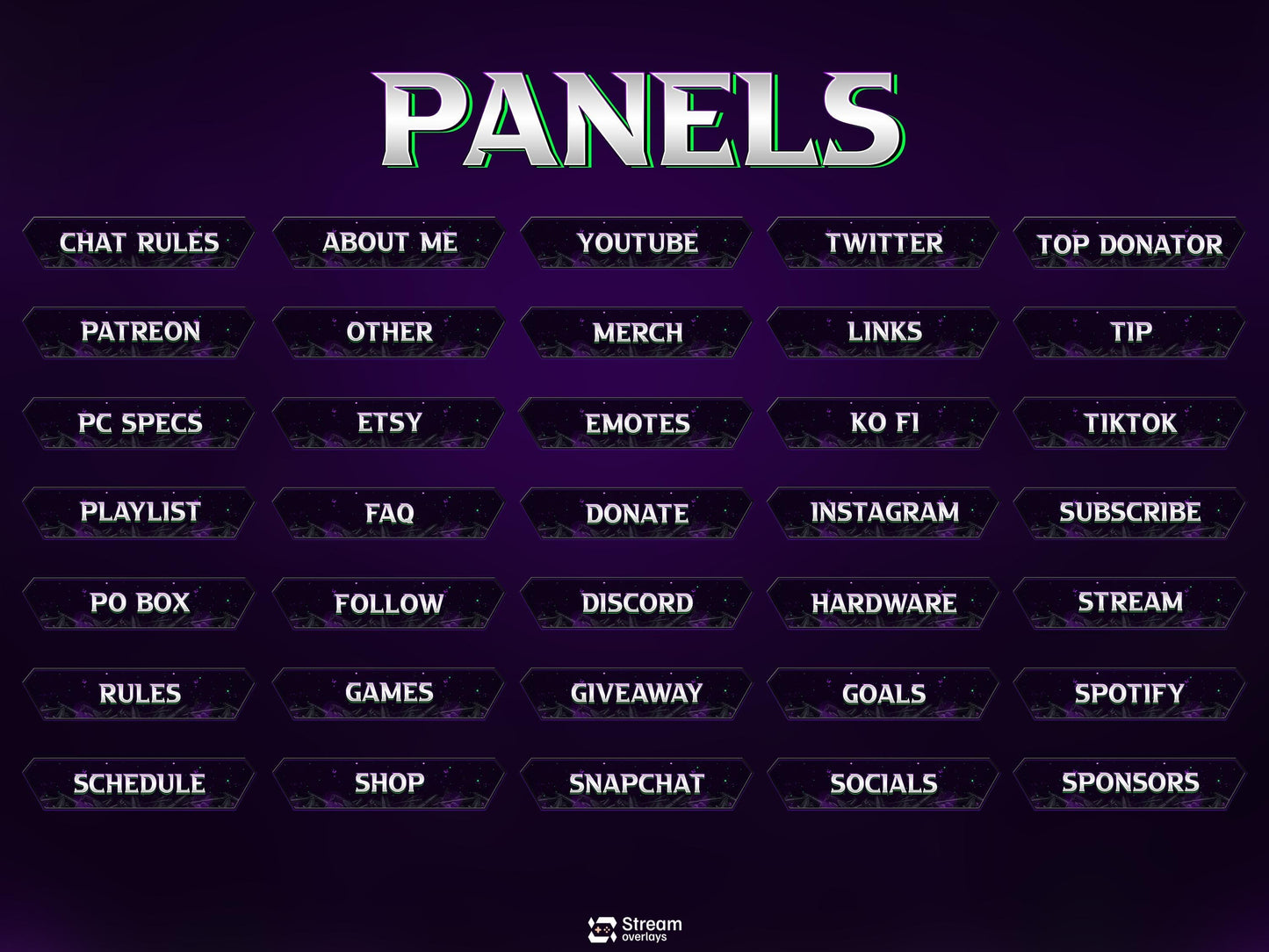 Dark Purple Twitch Overlay | Animated Gaming Stream | Neon Streams Screens | Starting Soon BRB & Alerts | Streaming Scenes | Gaming Panels