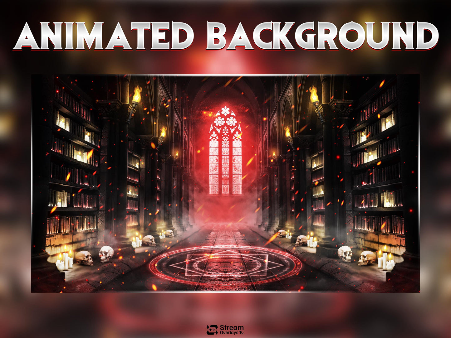 Horror Gothic Stream Overlay Pack, Dark Fantasy Library Twitch Overlay, Magic Cathedral Gaming Overlay, Animated OBS Stream Screens & Panels