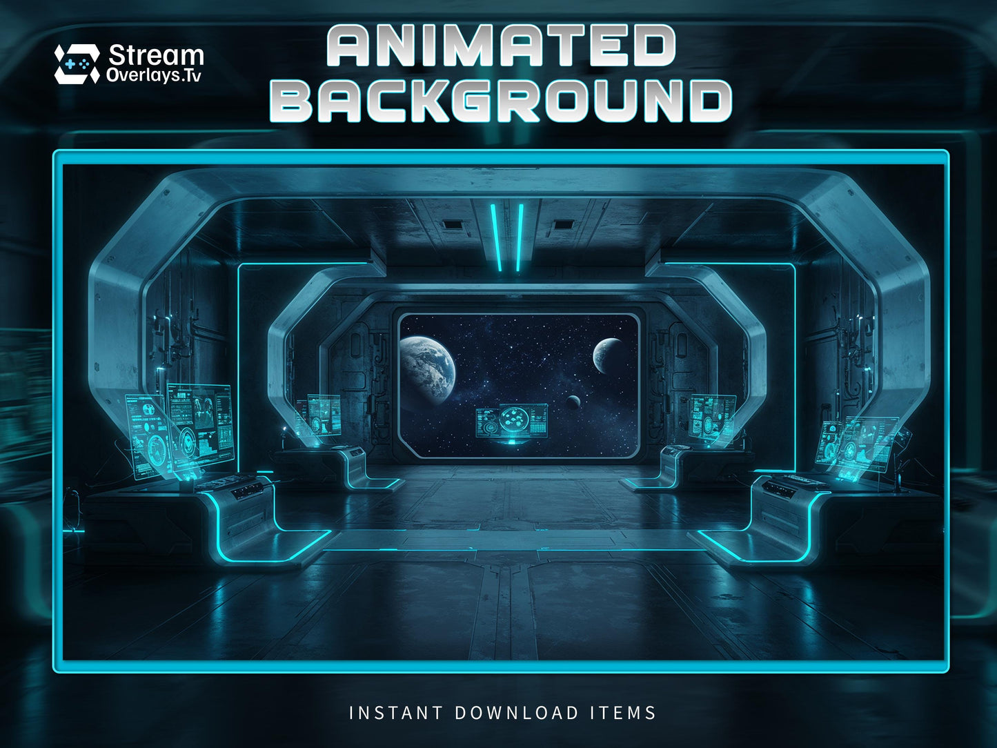 Futuristic Neon Animated Twitch Background | Sci-Fi Stream Room | Starting Soon BRB Ending Screens | Twitch Overlay Pack