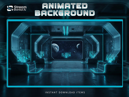 Futuristic Neon Animated Twitch Background | Sci-Fi Stream Room | Starting Soon BRB Ending Screens | Twitch Overlay Pack