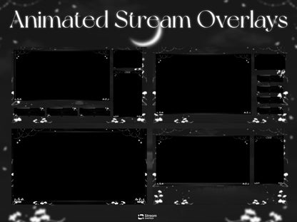 Midnight Petals Stream Pack | Dark Twitch Overlay | Floral Animated Scenes | Minimal Moon Streams | Twitch Alerts | Starting Soon | Panels
