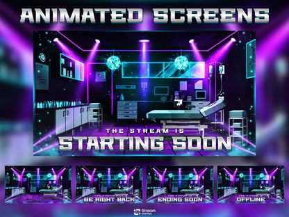 Cyber Hospital Twitch Overlay Pack | Neon Surgery Stream Package, Sci-Fi Lab OBS Animated Overlay , Futuristic Lab Stream Twitch Panels Kick
