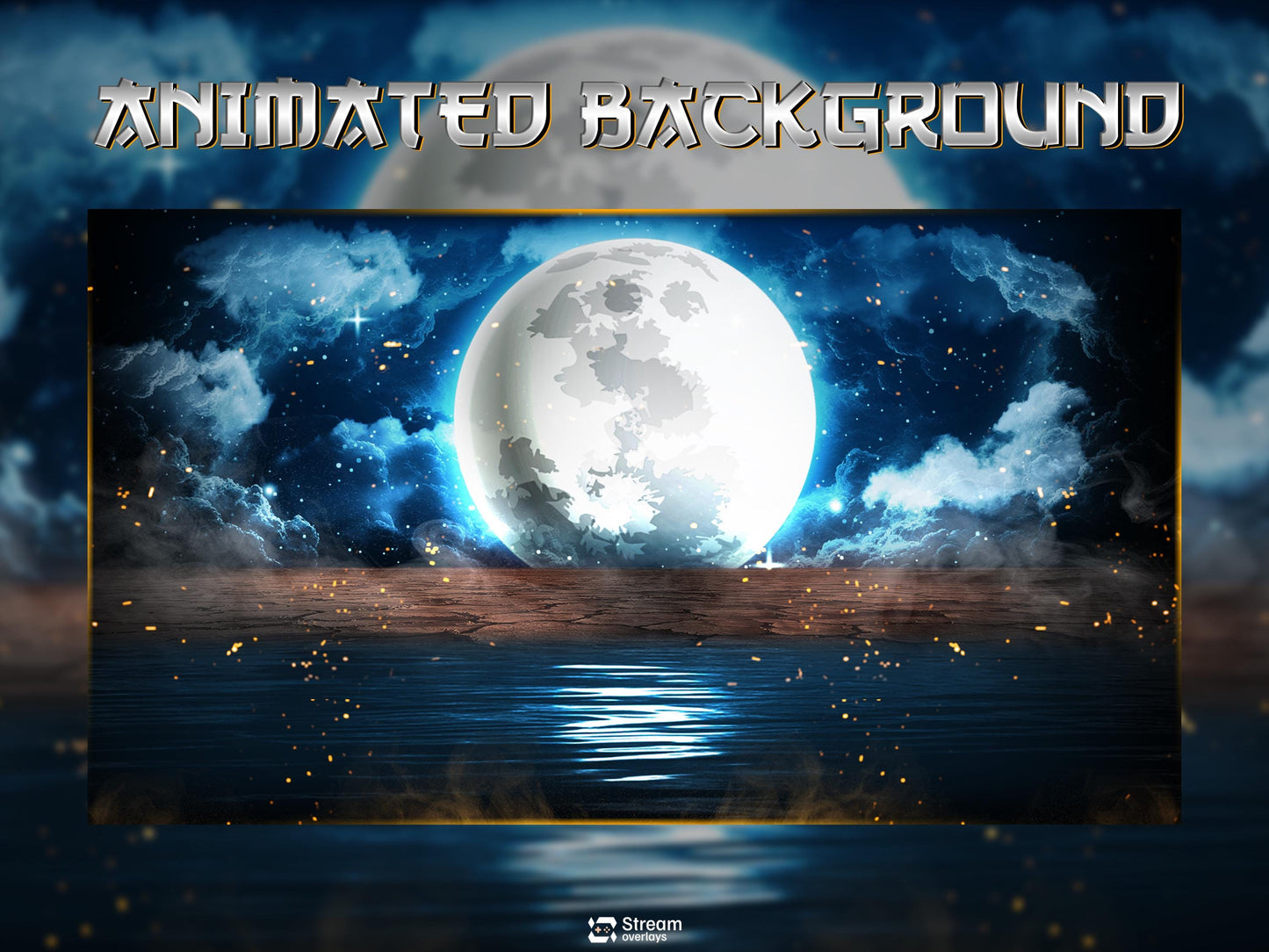 Blue Moon Stream Overlay Package | Midnight Lunar Twitch Overlay | OBS Overlay, Dark Blue Starting Soon, Twitch Panels, Stream Layout Assets