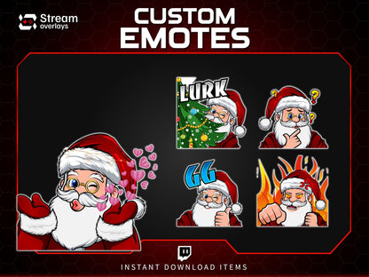 Santa Twitch Emotes | Christmas Streamer Emotes (PNG, Instant Download)