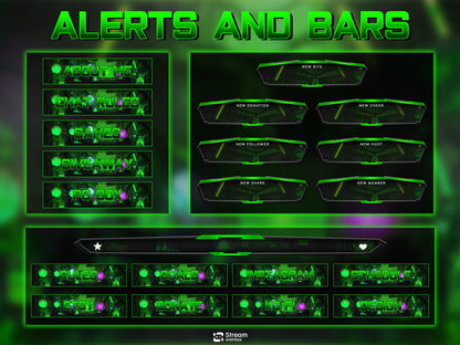 Sci-Fi Toxic Laboratory Twitch Overlay, Futuristic Neon Lab Stream Overlays, Cyberpunk Lab Stream, OBS Green Overlay Toxic Experiment Lab