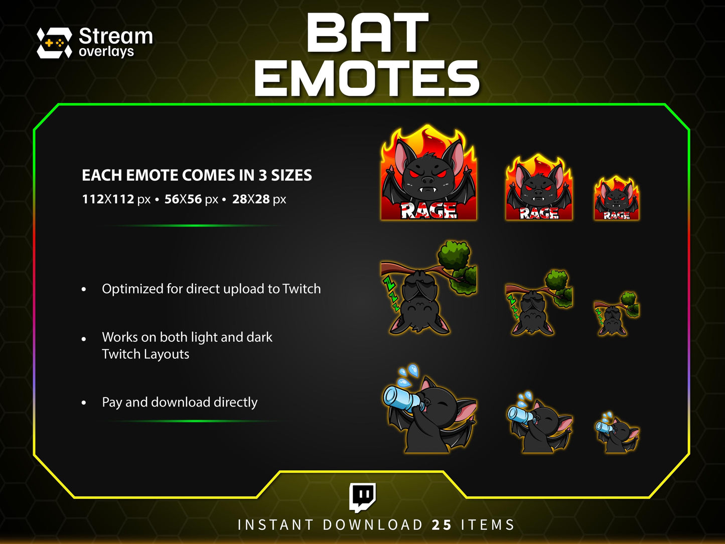 25x Spooky Bat Twitch Emotes | Animated & Static (Instant Download)