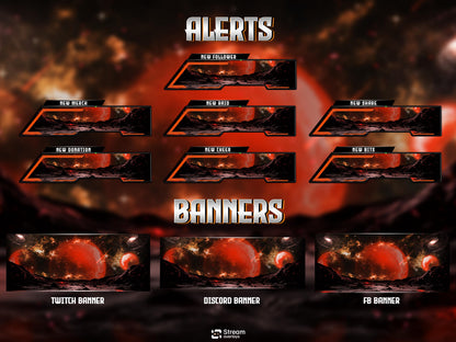 Galaxy Stream Overlay Pack | Animated planet screens | Cosmic Theme | Starting Soon BRB & Alerts | Animated Scenes | Gaming Panels | Sci Fi