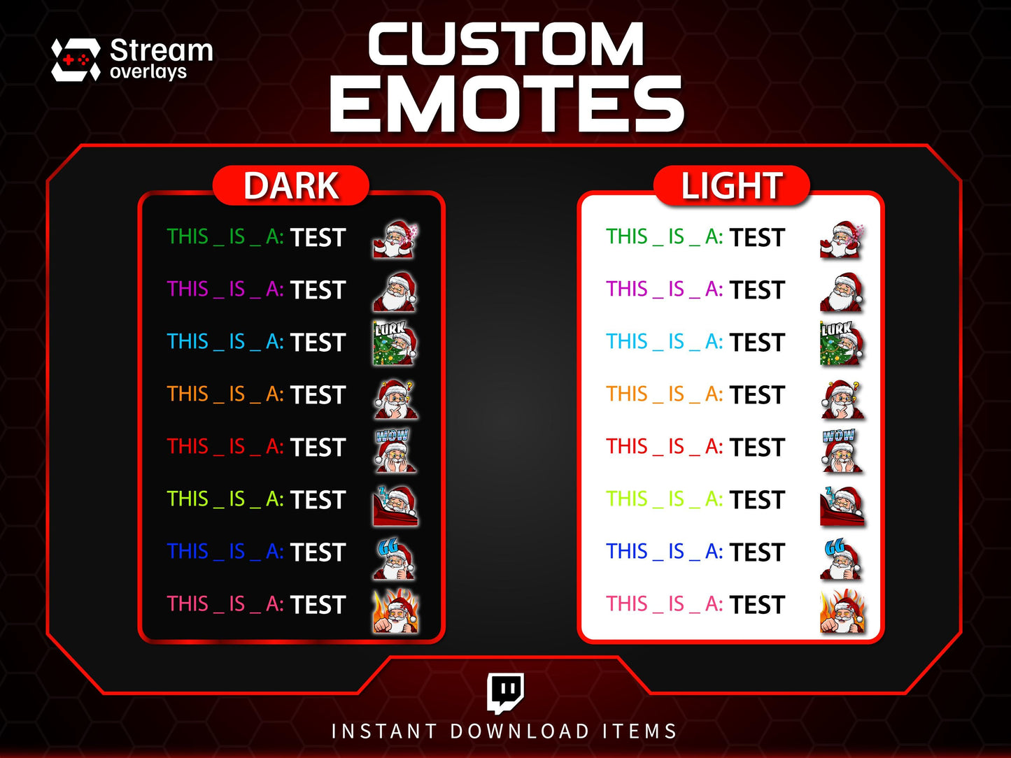 Santa Twitch Emotes | Christmas Streamer Emotes (PNG, Instant Download)