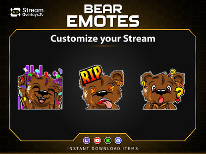 Bear Twitch Emotes Pack | Cute Bear Emoji Pack | Gamer Bear Emotes for Twitch, Discord & YouTube