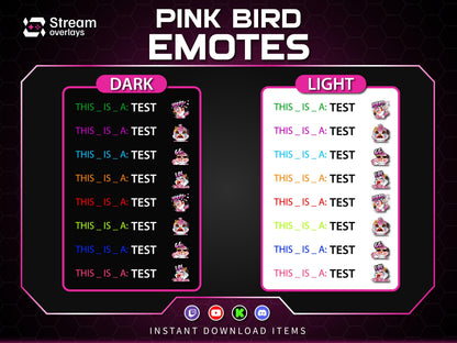Pink Kawaii Bird Emotes & Stickers | Cute Female Bird Stream | Flying Bird Emotes | Baby Bird Twitch Emotes for Discord Kick YouTube Stream