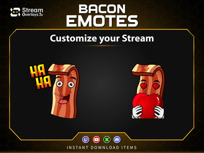 Bacon Twitch Emotes Pack | Funny Food Emojis | Cute Cartoon Emote | Emoji Set for Streamers,   Streamer Sticker, Twitch, Discord, Kick