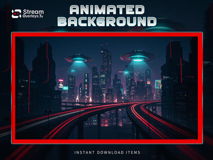 Cyberpunk Sci-Fi City Animated | Twitch Background | Neon Future Skyline | Starting Soon BRB Ending Screens | Twitch Overlay Pack