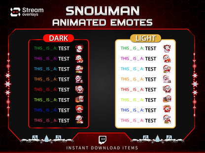 8x Snowman Animated Emotes | Christmas Holiday Emote Pack | Twitch Sub Emotes | Tiktok Emotes | Discord Emojis
