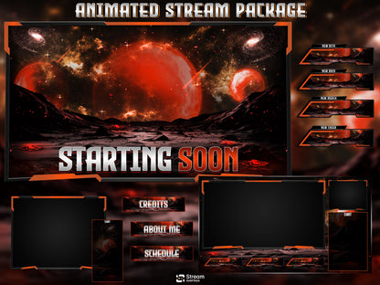 Galaxy Stream Overlay Pack | Animated planet screens | Cosmic Theme | Starting Soon BRB & Alerts | Animated Scenes | Gaming Panels | Sci Fi