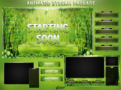 Bamboo Animated Pack | Green Jungle Nature | Forest Twitch Overlay | Streaming Scenes | Gaming Panels | Alerts | Gaming Stream | Streams