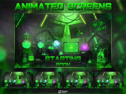 Sci-Fi Toxic Laboratory Twitch Overlay, Futuristic Neon Lab Stream Overlays, Cyberpunk Lab Stream, OBS Green Overlay Toxic Experiment Lab
