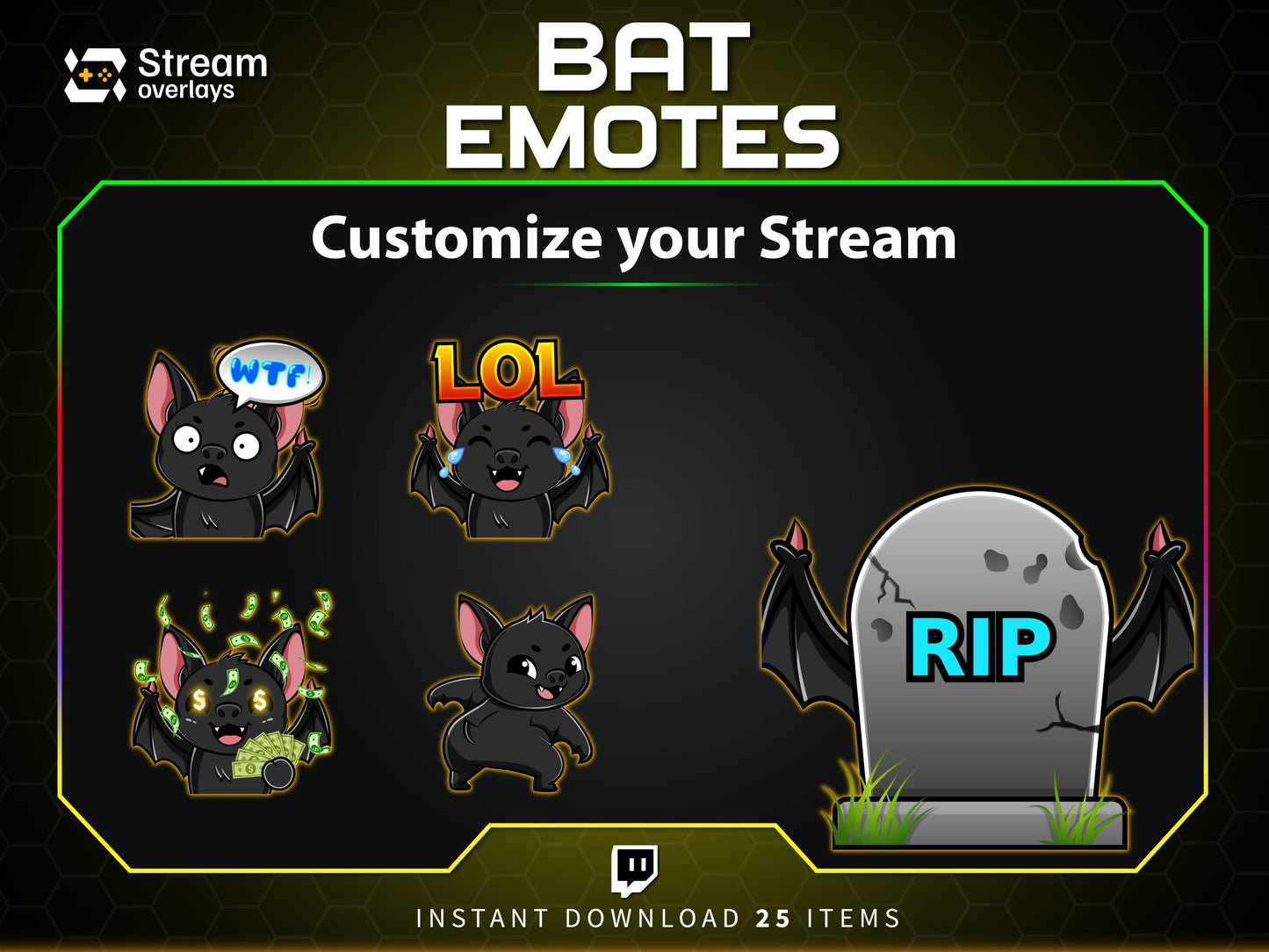 25x Spooky Bat Twitch Emotes | Animated & Static (Instant Download)