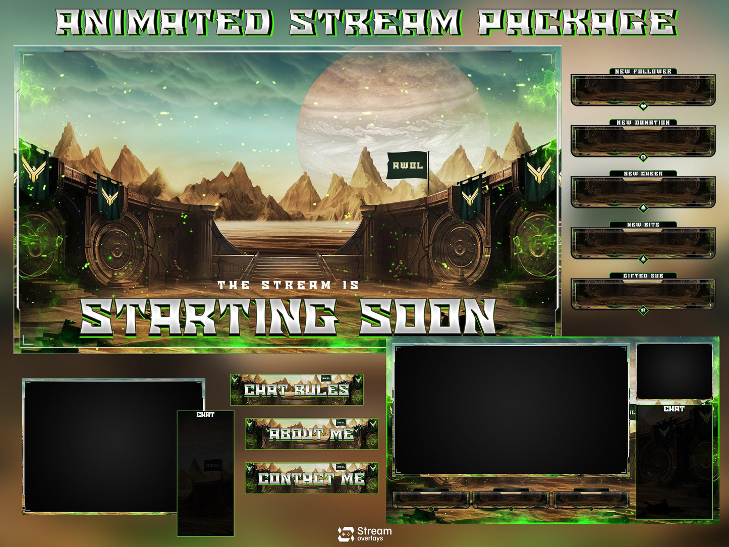 Desert Arena Stream Overlay | Animated Twitch Pack | | Gaming Overlay | Streaming Package | Alerts | Starting Soon | Kick Screens | Panels