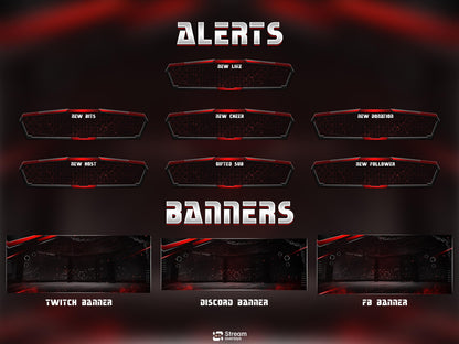 Chain Esports Twitch Overlay Pack| Boxing Stream | Red & Black Animated Scenes | MMA Streaming Screen | Twitch Alerts | Starting Soon, Panels