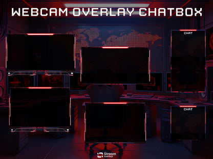 Hacker Room Twitch Overlay | Red Gaming Room | Secret Control Room Stream Overlays | Gamer Streams | Animated Streaming | Screens | Panels