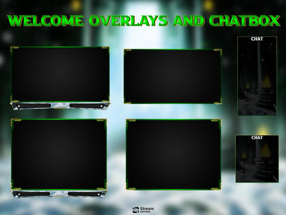 Winter Castle Stream Overlay, Mystic Temple Twitch Overlay| Green Fantasy Ruins Screens | Magic Throne Starting Soon, Alerts Panels OBS Kick