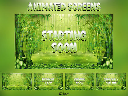 Bamboo Animated Pack | Green Jungle Nature | Forest Twitch Overlay | Streaming Scenes | Gaming Panels | Alerts | Gaming Stream | Streams