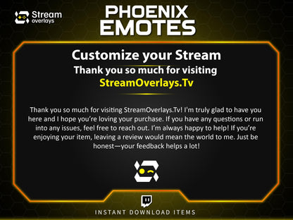 Majestic Phoenix Emotes & Stickers | Fiery Bird Orange Flame | Majestic Glory Phoenix Twitch Emotes for Streamers on Twitch and Discord