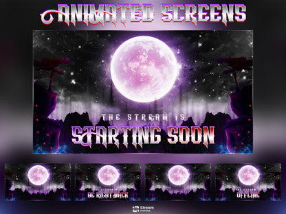 Gothic Moon Fantasy Twitch Overlay Pack | Night Animated Stream Package | Streaming Scenes | Fantasy Gaming | Panels | Alerts | Screens