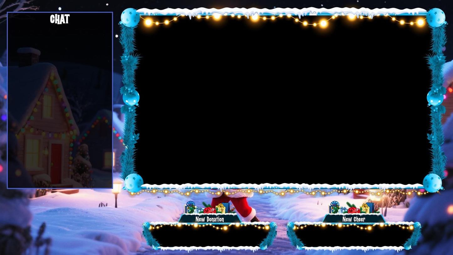 Santa Christmas Stream Package, Winter Twitch Overlay Pack