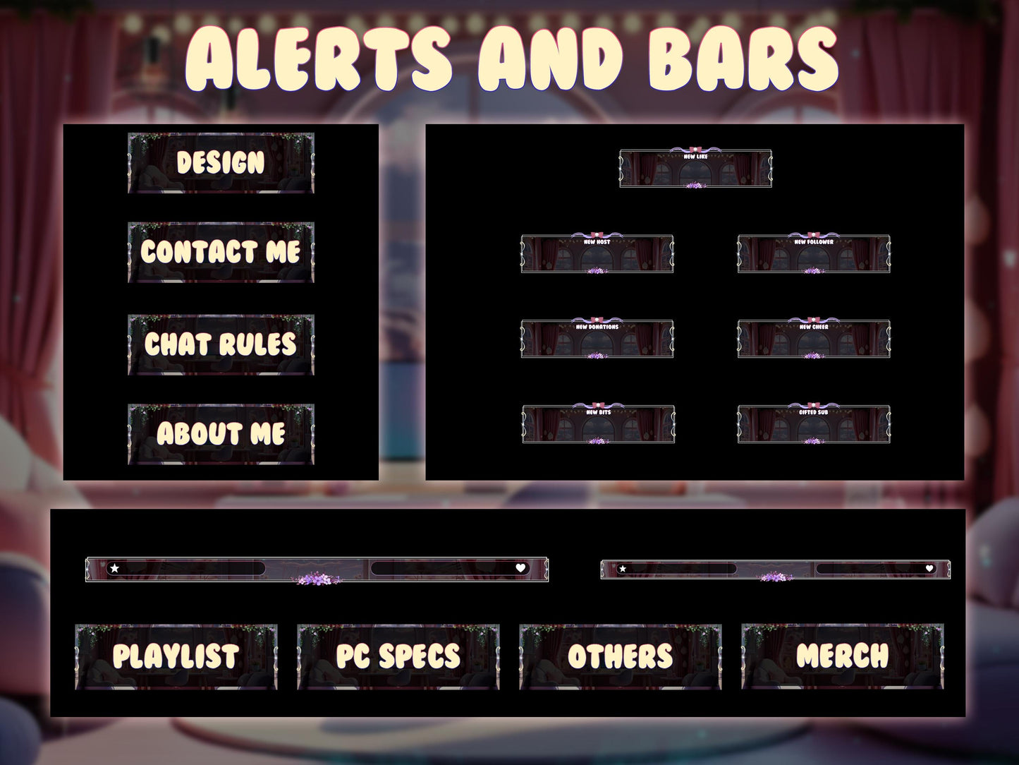 Cozy Pastel Gaming Room Twitch Overlay Pack | Animated Stream Package, OBS Overlay, Twitch Panels, Stream Alerts, Stream Transition, YouTube