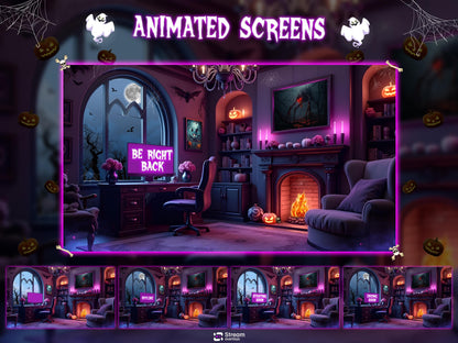 Animated Halloween Twitch Stream Pack, Spooky Halloween OBS Overlay, Kawii Stream package, Spooky Twitch Overlay Package, Cute Ghost Overlay
